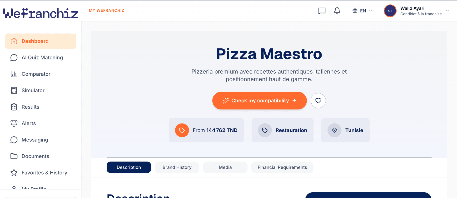 Detailed franchise page