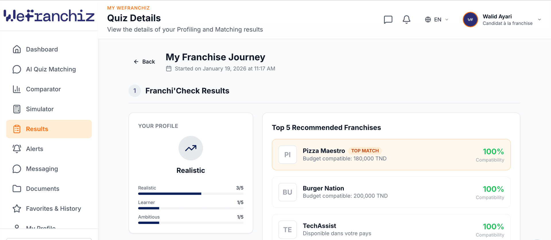 Franchi'Check quiz results